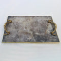 Smoky Quartz Agate  Serving Tray With Brass Handles