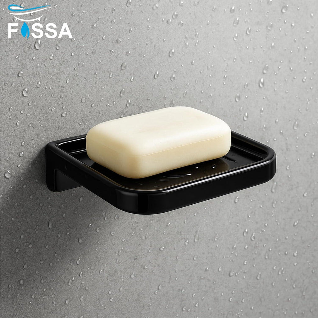 Balck Soap Dish Unbreakable Abs Square Ceramic Finish (RB-118)